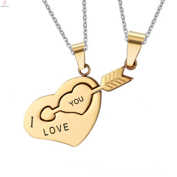 Alphabet Love Stainless Steel Puzzle Couple Heart Pendant Necklace